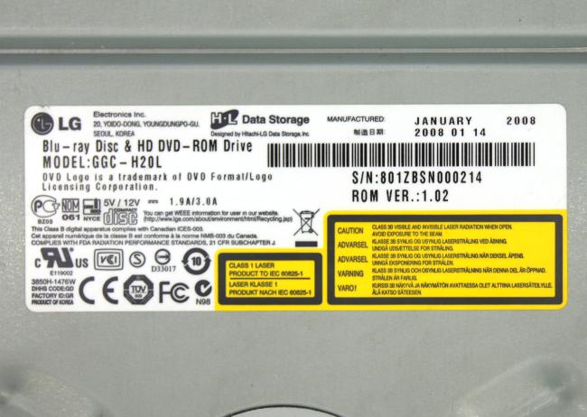 Оптический привод Blu-Ray и HD-DVD LG GGC-H20L