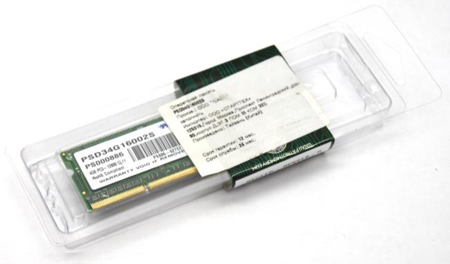 Оперативная память SO-DIMM 4GB DDR3 Patriot